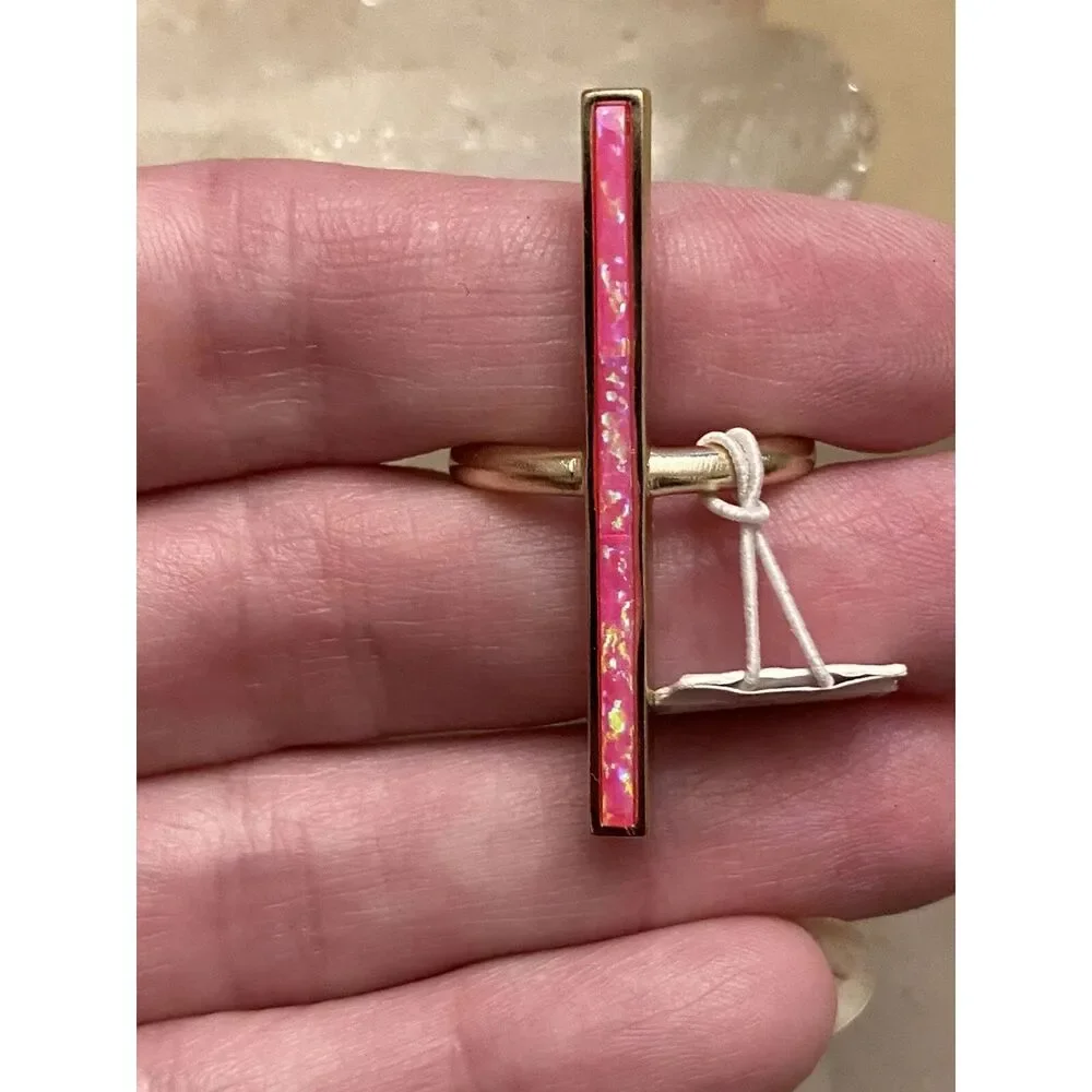 Kendra Scott Reggie Ring Kyocera Opal and Rose Gold size 6